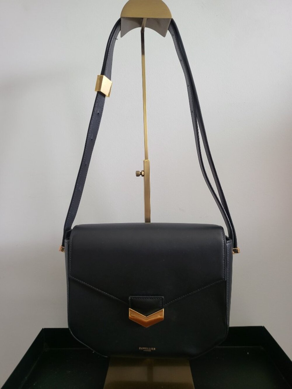Black DeMellier Midi London Leather shoulder bag